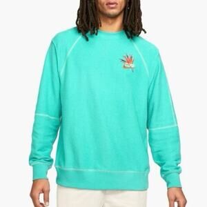 Nike Sportswear French Terry Cloth Embroidered Teal Crewneck Sweatshirt XXL